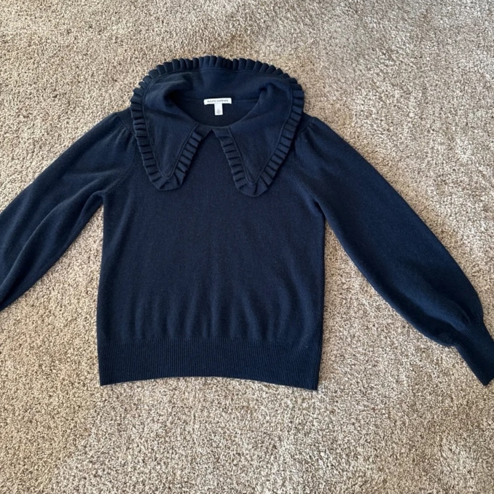 Autumn Cashmere Navy Peter Pan Collared Puff Sleeve 100% Cashmere Sweater
Large - Picture 11 of 12